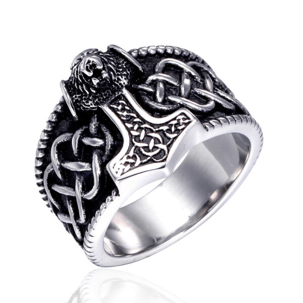 ⁦Stainless Steel Thor's Hammer Ring⁩ - الصورة ⁦5⁩